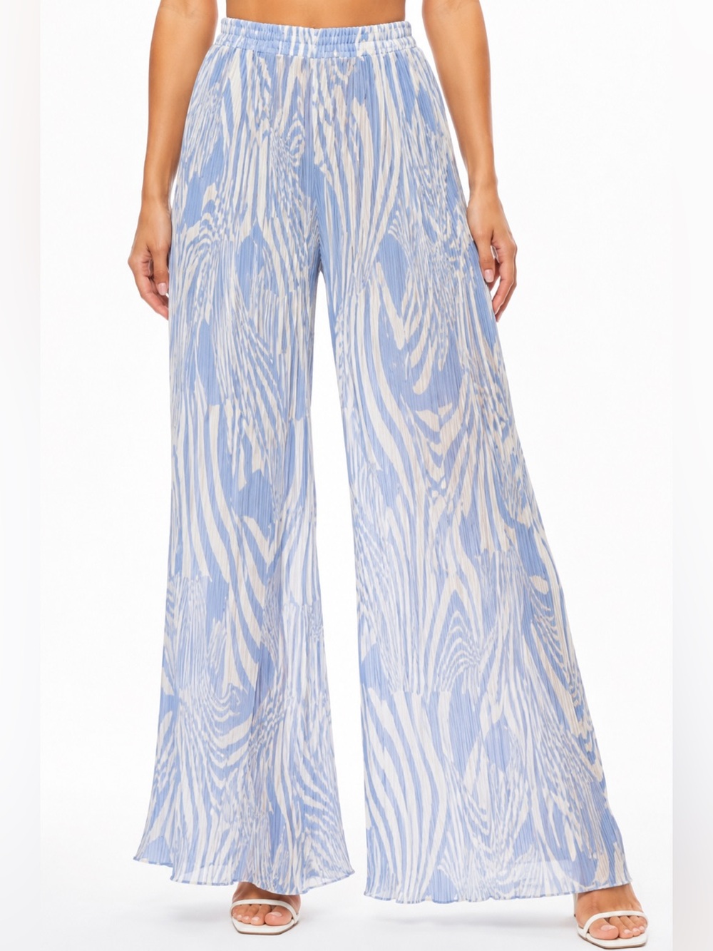 MISA Los Angeles Niko Pants Casablanca Blu Shell Print XS Wide Leg Resort